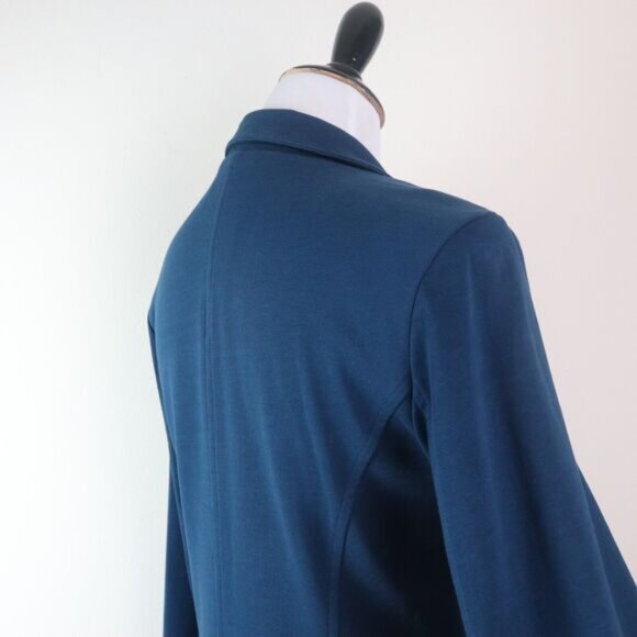 Garnet Hill Size 4 Cotton Jersey Knit One Button Blazer Navy Blue - Picture 6 of 12